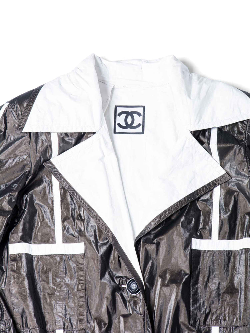 CHANEL CC Logo Rain Coat Brown White-designer resale