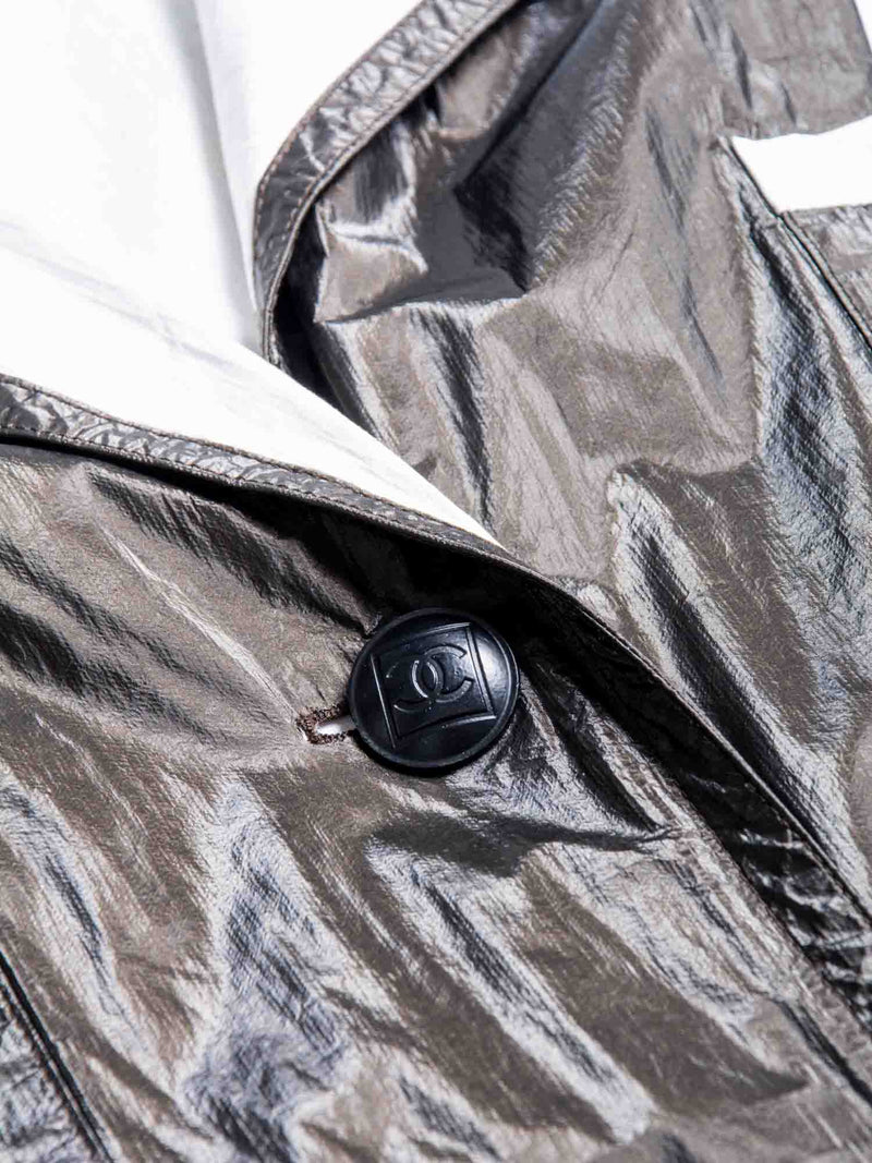 CHANEL CC Logo Rain Coat Brown White-designer resale