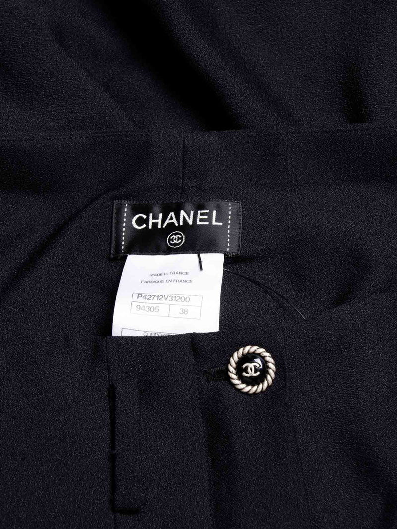 CHANEL CC Logo Silk Pleated Shorts Black-designer resale