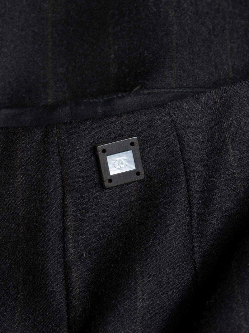 CHANEL CC Logo Wool Cashmere High Waisted Pants Brown-designer resale