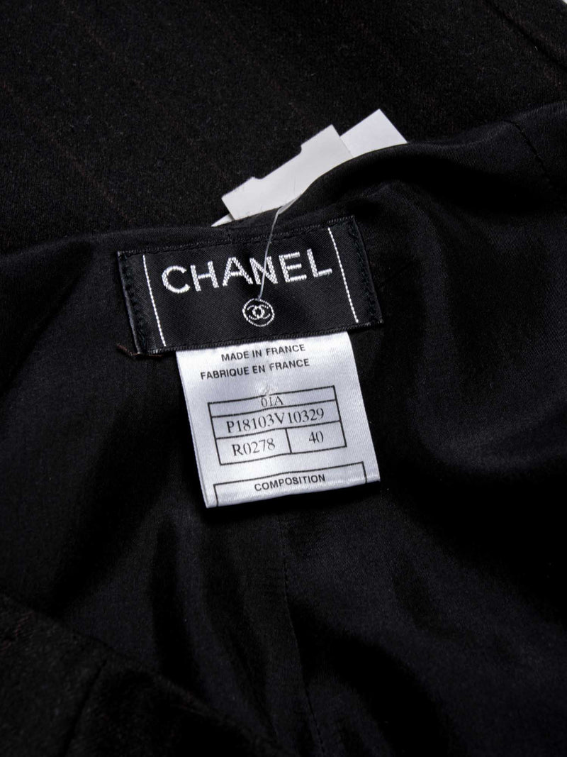 CHANEL CC Logo Wool Cashmere High Waisted Pants Brown-designer resale