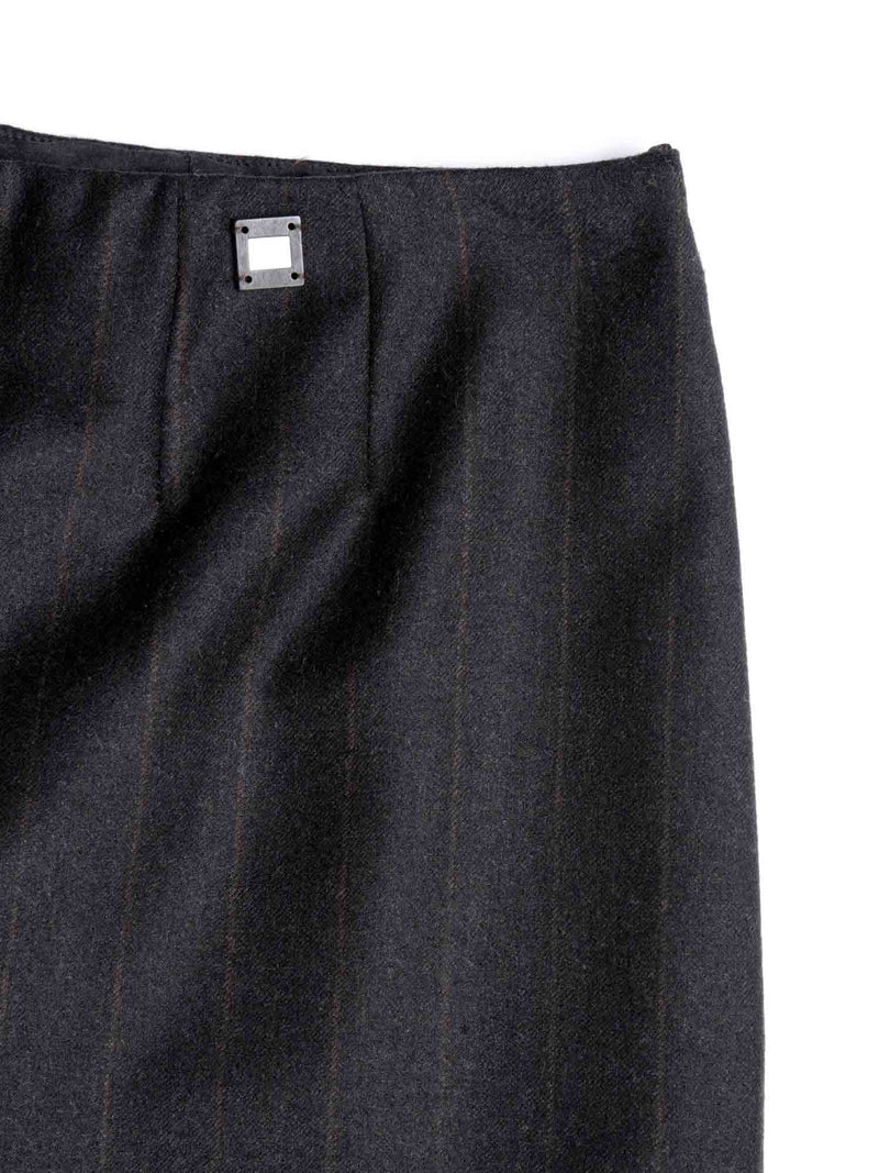 CHANEL CC Logo Wool Cashmere High Waisted Pants Brown-designer resale