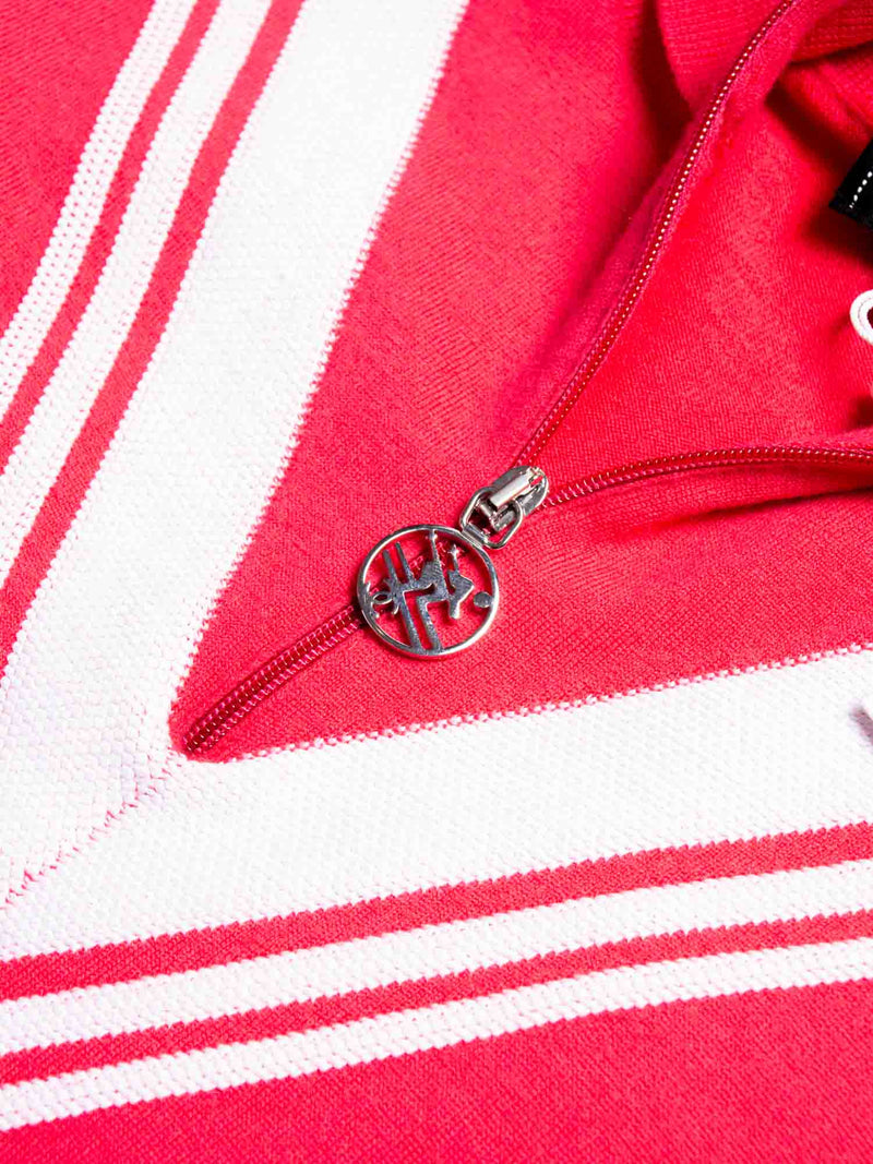CHANEL CC Logo Wool Chevron Sweater Pink White-designer resale