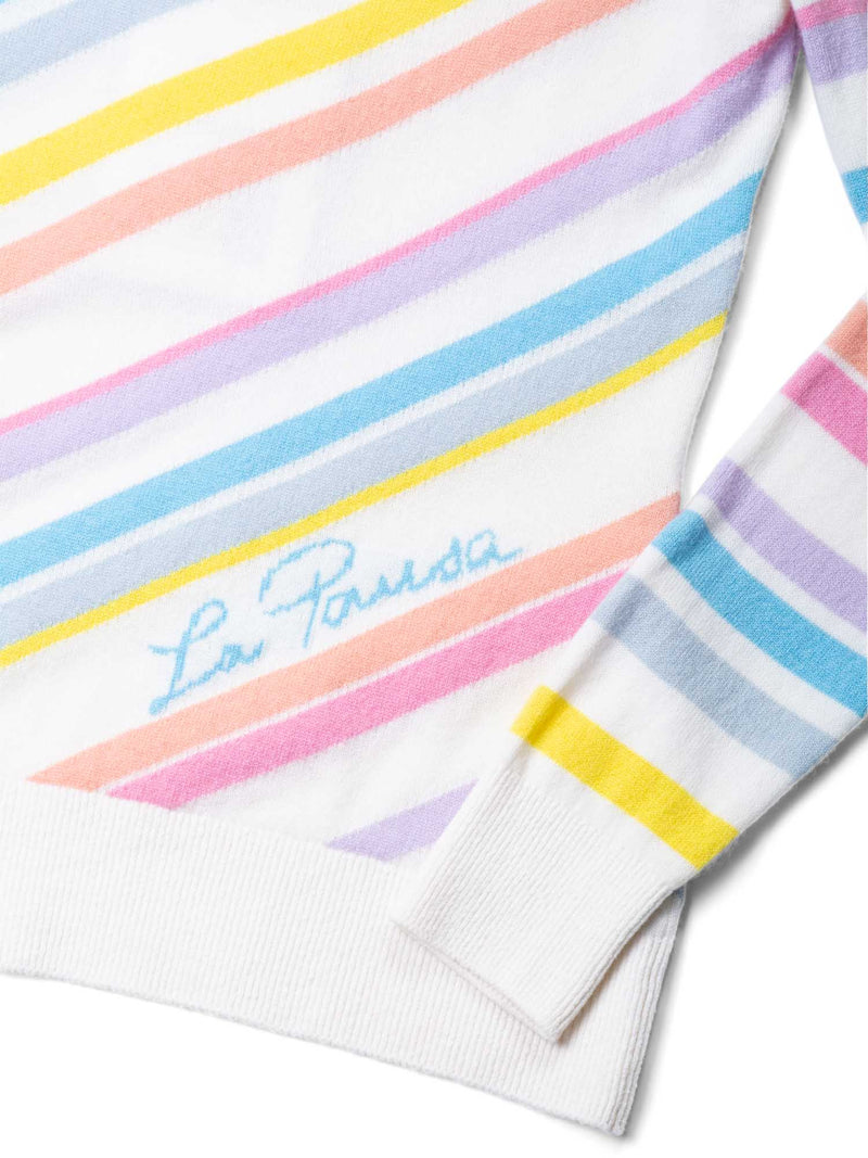 CHANEL Cashmere CC Logo La Pausa Stripe Sweater Rainbow White-designer resale