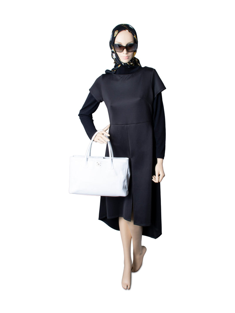 CHANEL Caviar Leather Cerf Executive Shopper Tote White Silver-designer resale