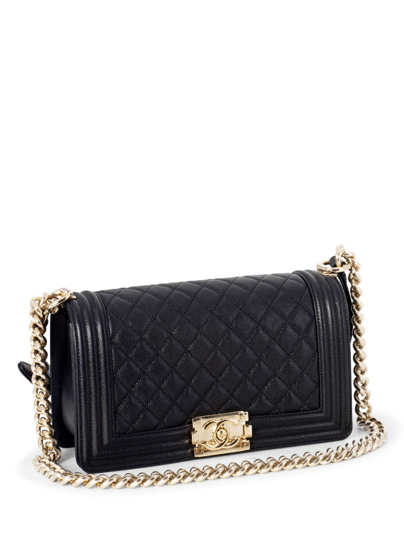 CHANEL Caviar Quilted Medium Boy Flap Bag Black-designer resale