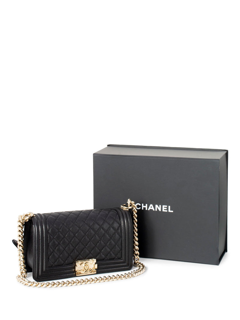 CHANEL Caviar Quilted Medium Boy Flap Bag Black-designer resale