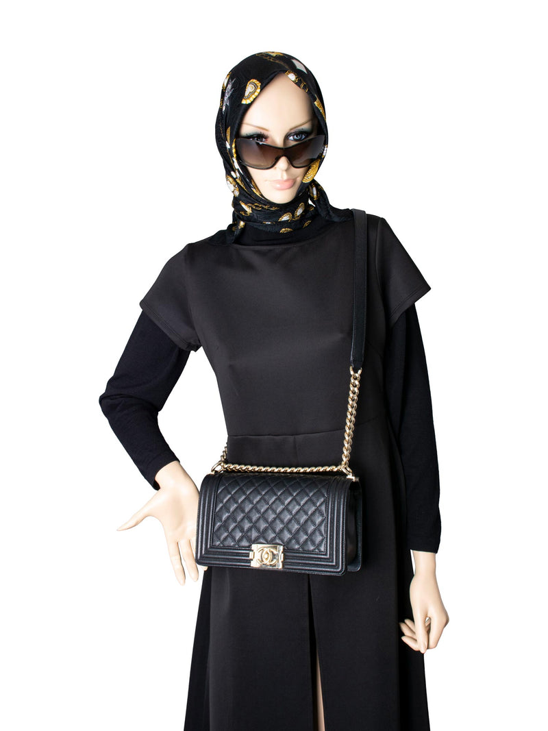 CHANEL Caviar Quilted Medium Boy Flap Bag Black-designer resale