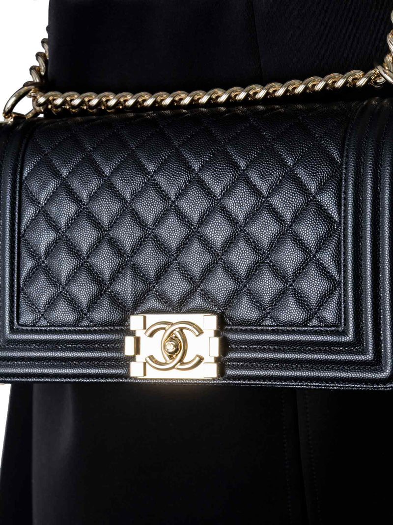 CHANEL Caviar Quilted Medium Boy Flap Bag Black-designer resale