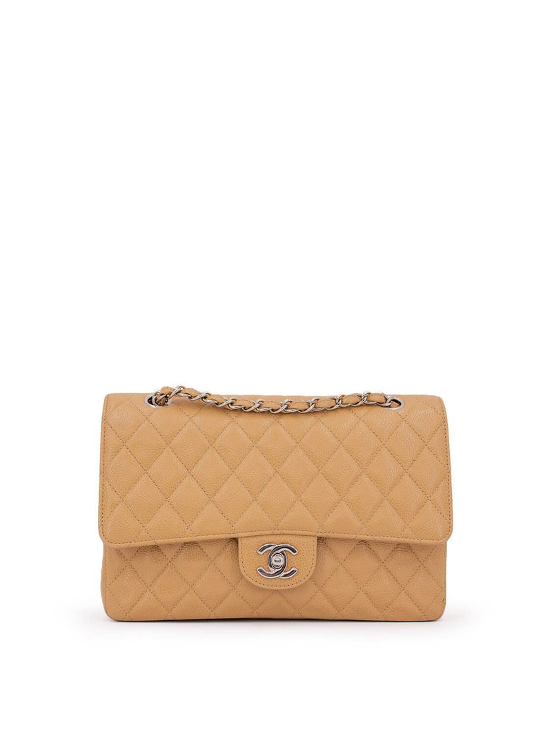 CHANEL Caviar Quilted Medium Double Flap Bag Beige-designer resale