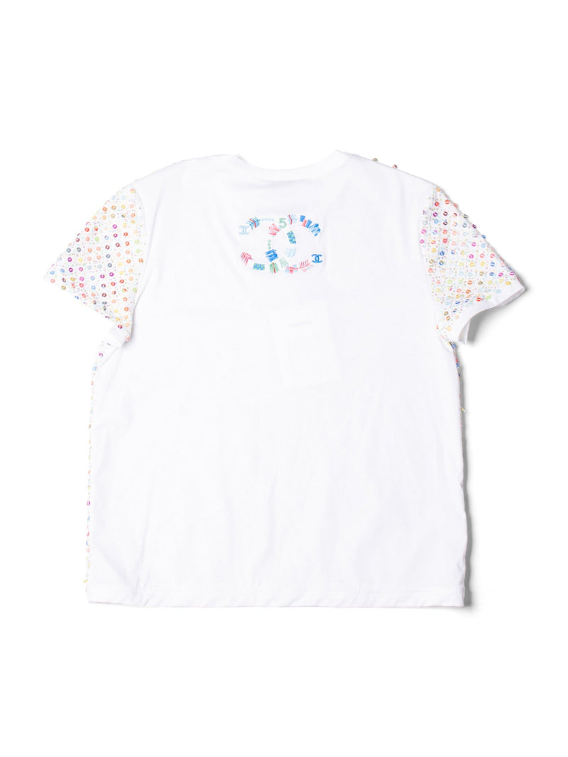 CHANEL Cotton Sequin CC Logo La Pausa Top White-designer resale