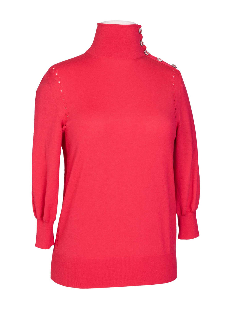 CHANEL Fine Wool CC Logo Turtleneck Sweater Pink-designer resale