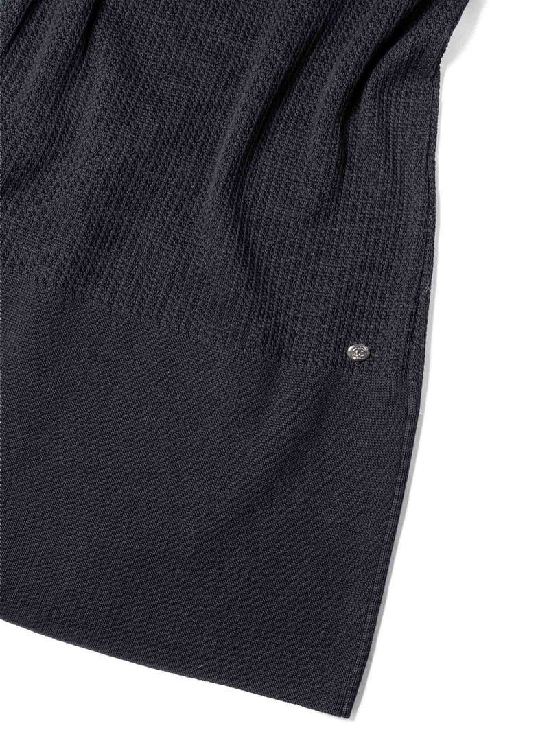 CHANEL Knit CC Logo Fringe Midi Dress Black-designer resale