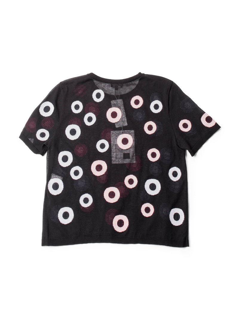 CHANEL La Pausa Cotton Polka Dot Striped Top Black-designer resale