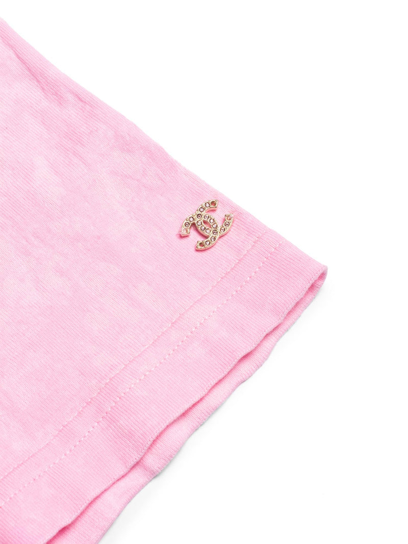 CHANEL Logo Cotton Embroidered Tie-Dye T-Shirt Pink-designer resale