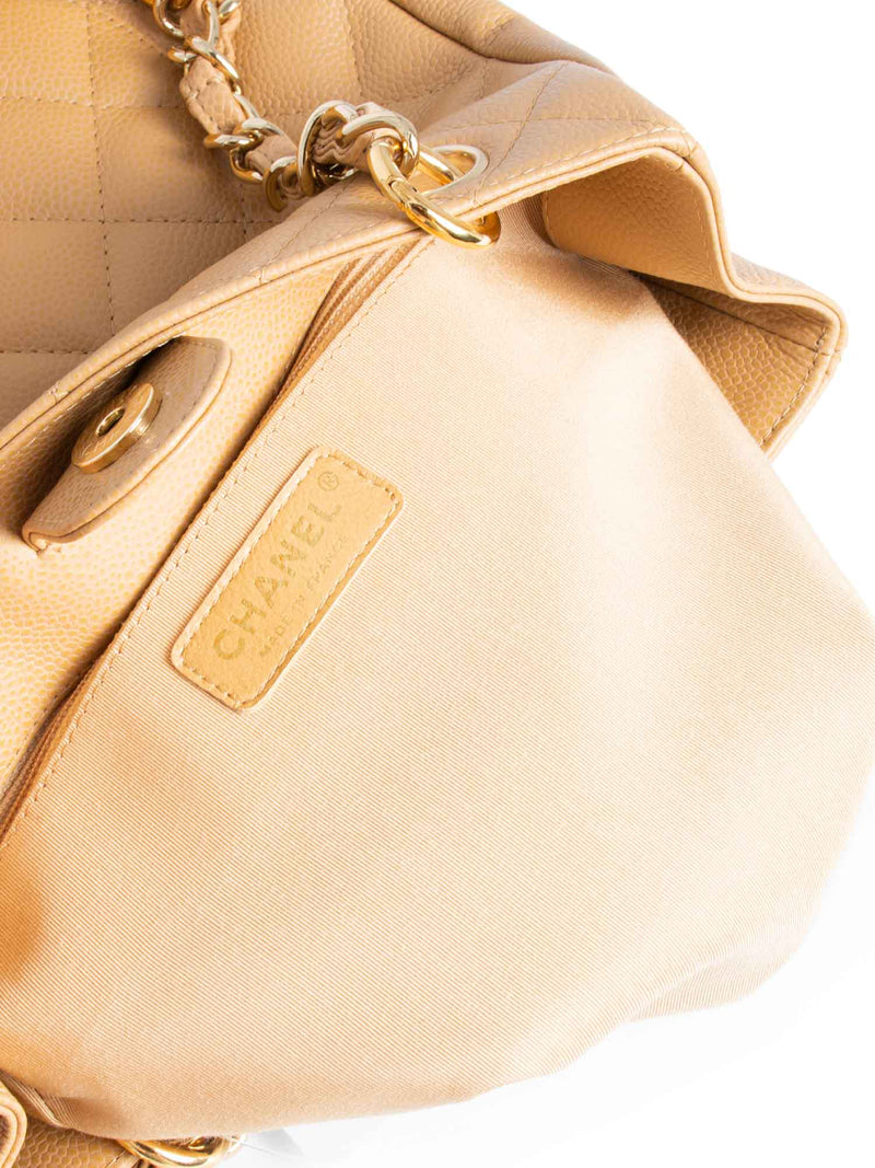 CHANEL Quilted Caviar CC Logo PST Shopper Bag Beige-designer resale