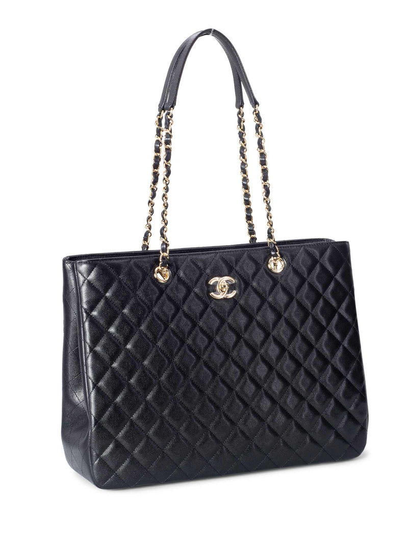 CHANEL Quilted Caviar Large Shopper Bag Black-designer resale