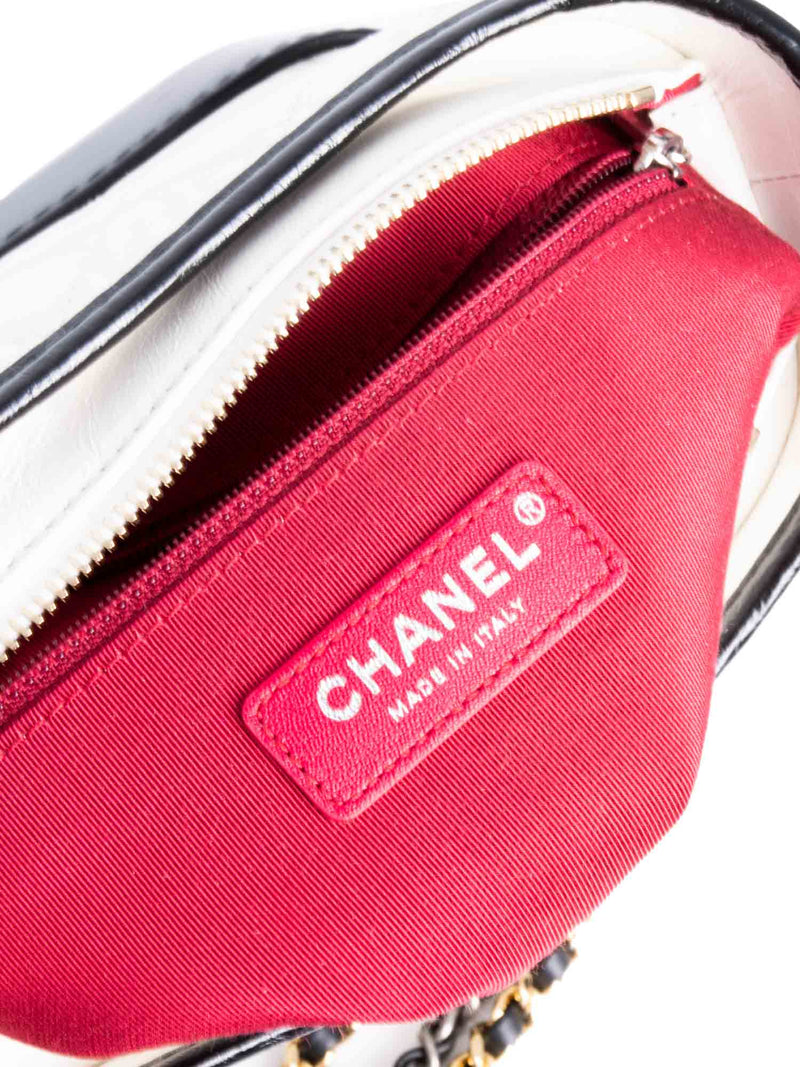 CHANEL Quilted Leather Mini Gabrielle Messenger Bag White Black-designer resale