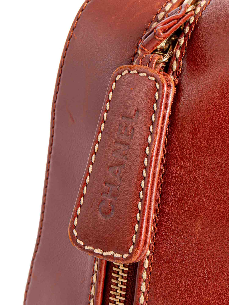 CHANEL Quilted Leather Surpique Bowler Bag Brown-designer resale