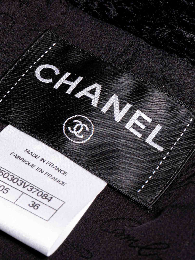 CHANEL Tweed Fringe Fitted Jacket Black-designer resale