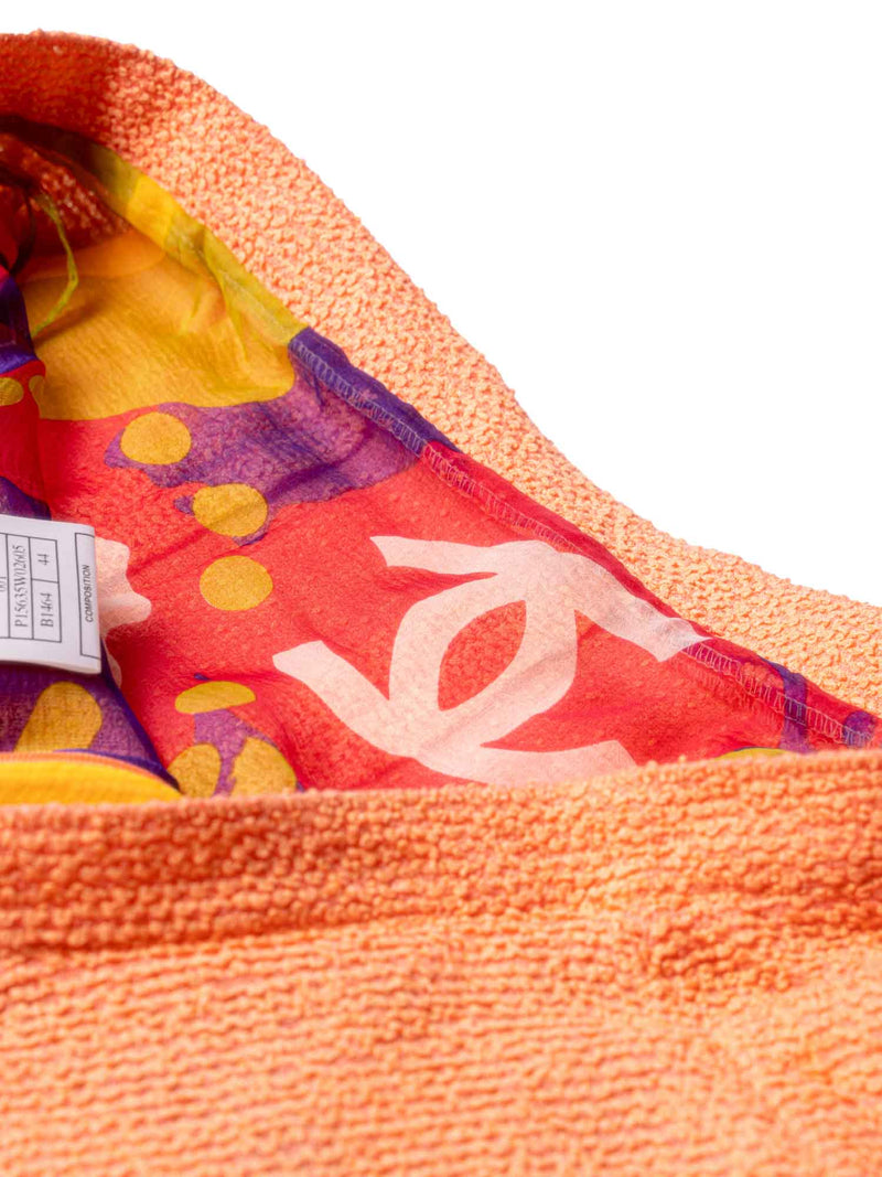 CHANEL Tweed Silk Fringe Skirt Orange-designer resale