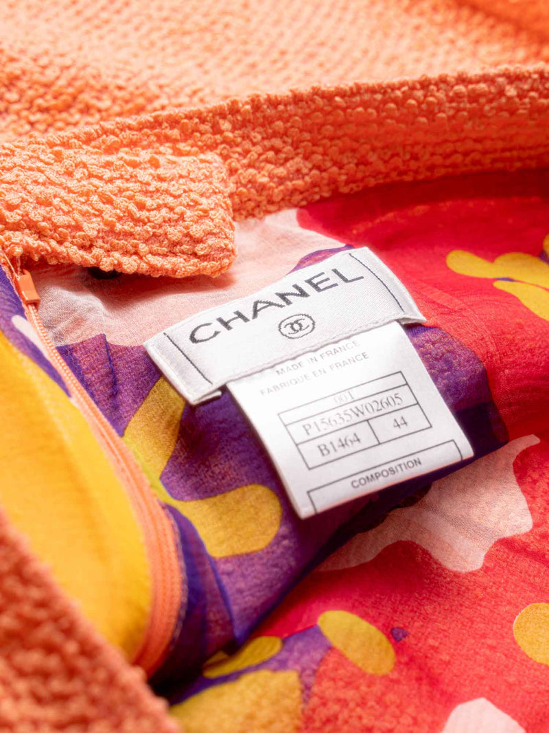 CHANEL Tweed Silk Fringe Skirt Orange-designer resale