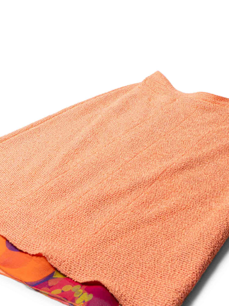 CHANEL Tweed Silk Fringe Skirt Orange-designer resale
