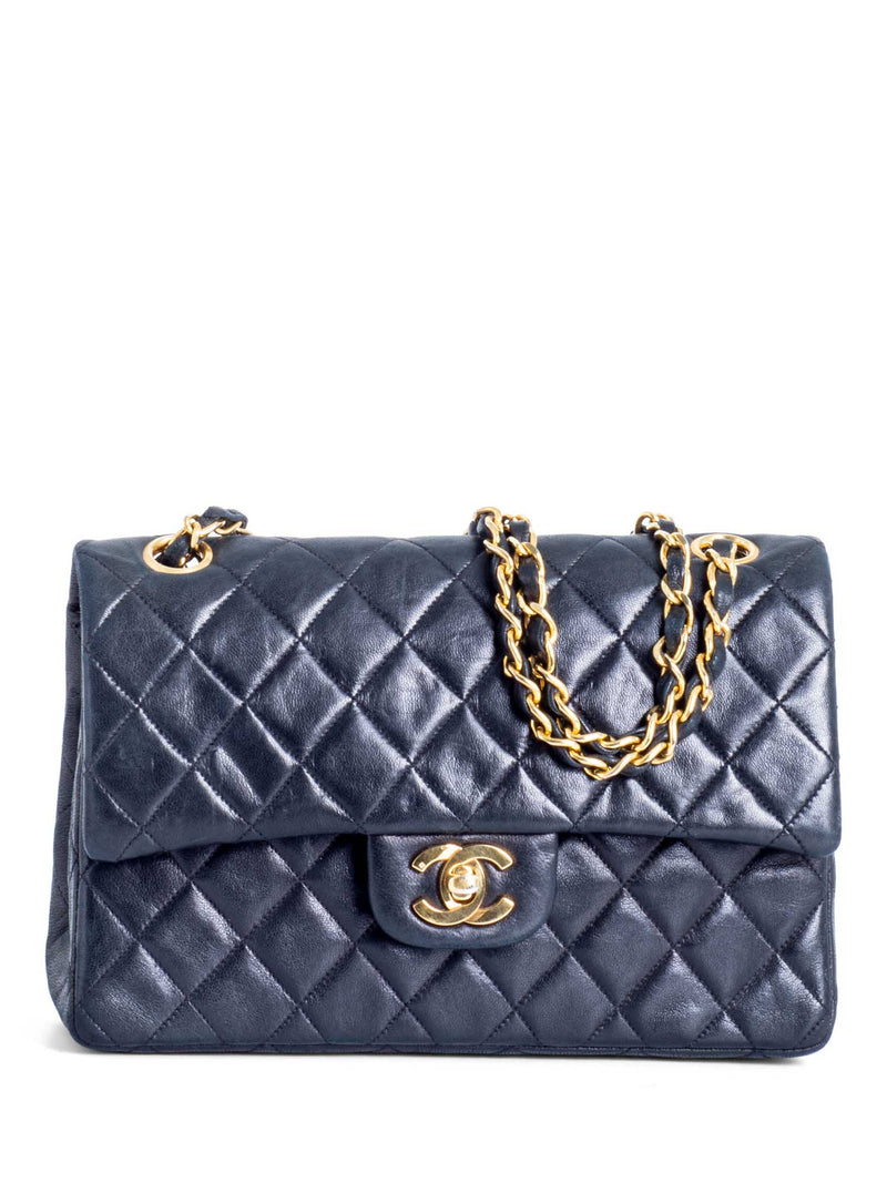 CHANEL Vintage 2.55 Quilted Leather Small Double Flap Bag Black-designer resale