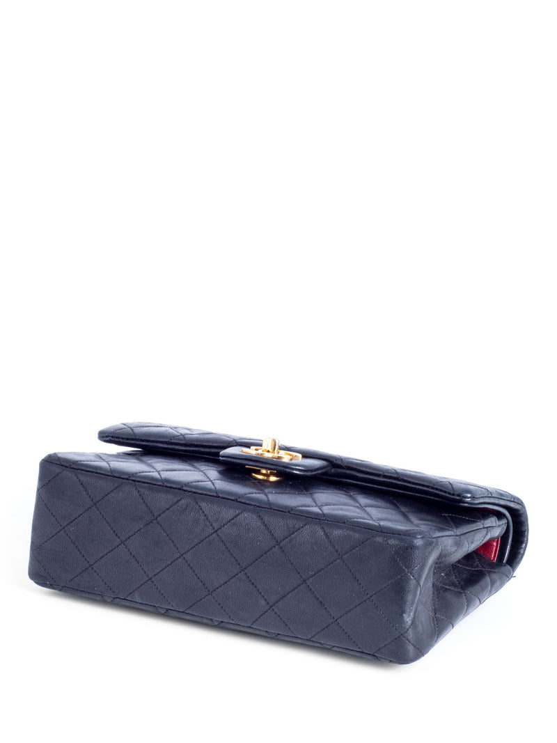 CHANEL Vintage 2.55 Quilted Leather Small Double Flap Bag Black-designer resale