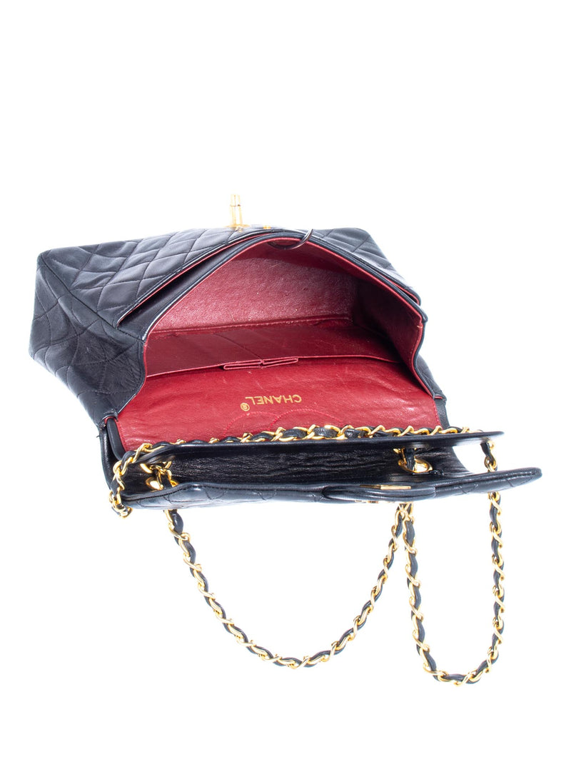 CHANEL Vintage 2.55 Quilted Leather Small Double Flap Bag Black-designer resale