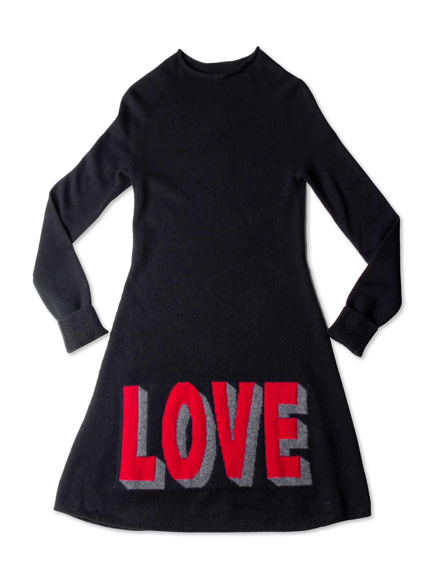 CODO Cashmere Knit Love Mini Dress Black