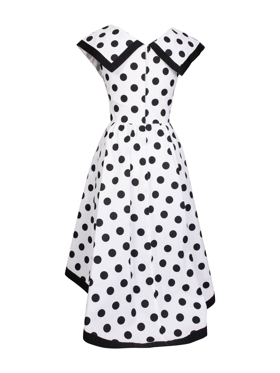 CODO Cotton Polka Dot A-Line Dress Black White