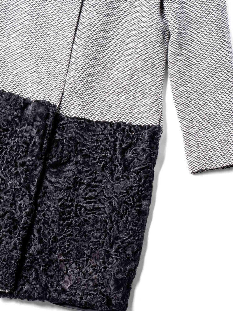 CODO Curly Lamb Fur Houndstooth Wool Coat Black White-designer resale