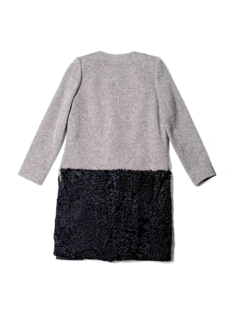 CODO Curly Lamb Fur Houndstooth Wool Coat Black White-designer resale