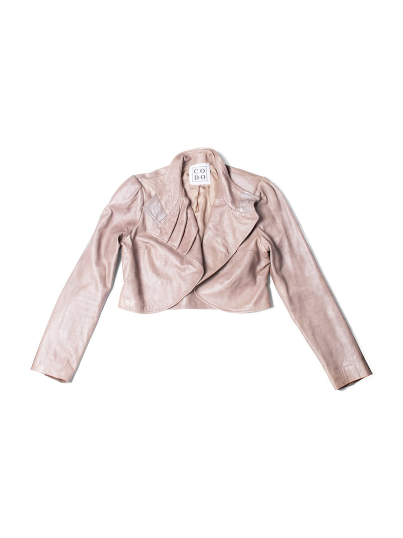 CODO Leather Cropped Bolero Jacket Taupe-designer resale