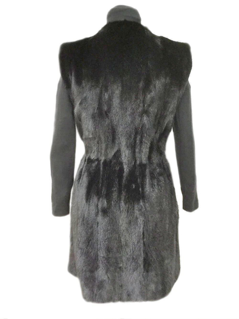 CODO Mink Fur Long Vest Fox Pockets Black-designer resale