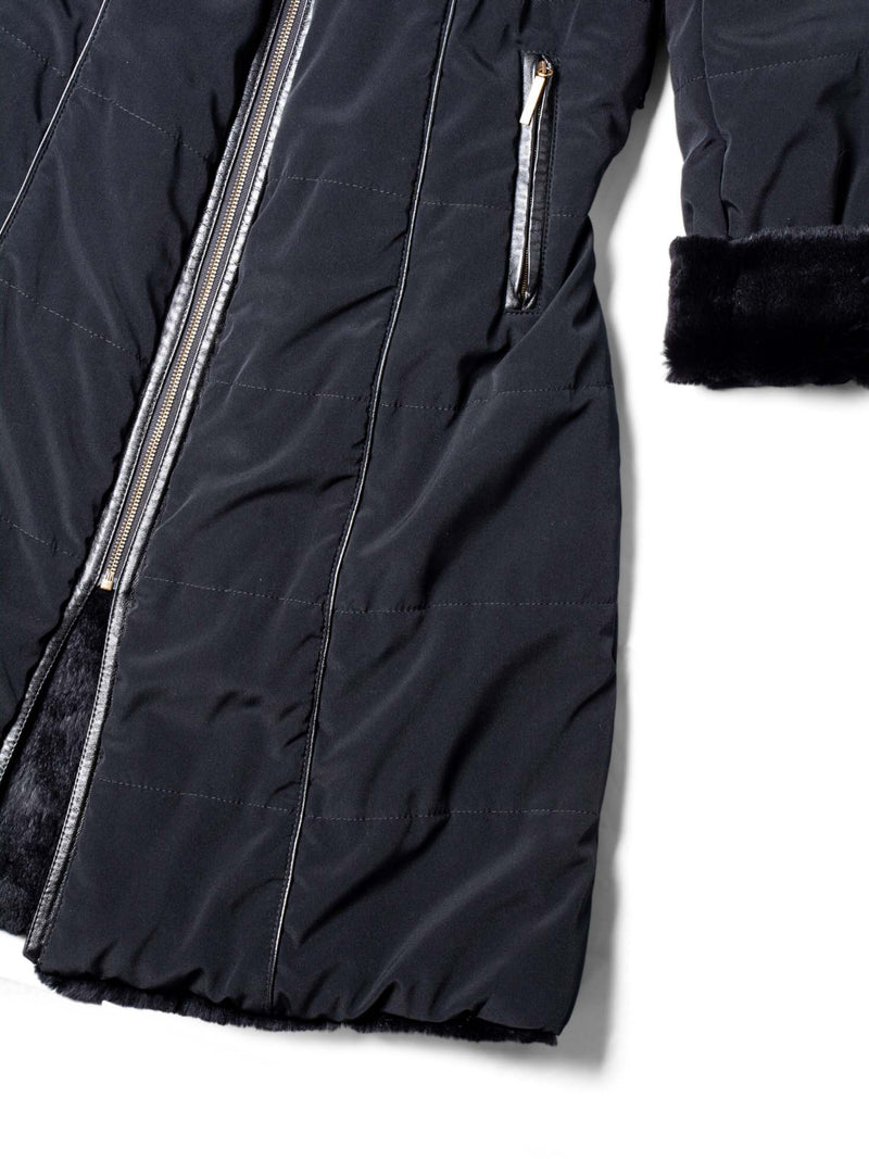 CODO Reversible Genuine Fur Parka Coat Black-designer resale