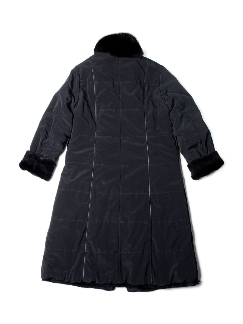 CODO Reversible Genuine Fur Parka Coat Black-designer resale