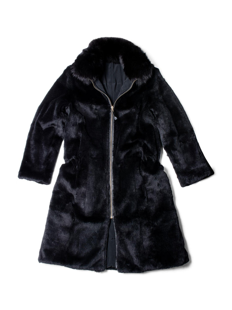 CODO Reversible Genuine Fur Parka Coat Black-designer resale