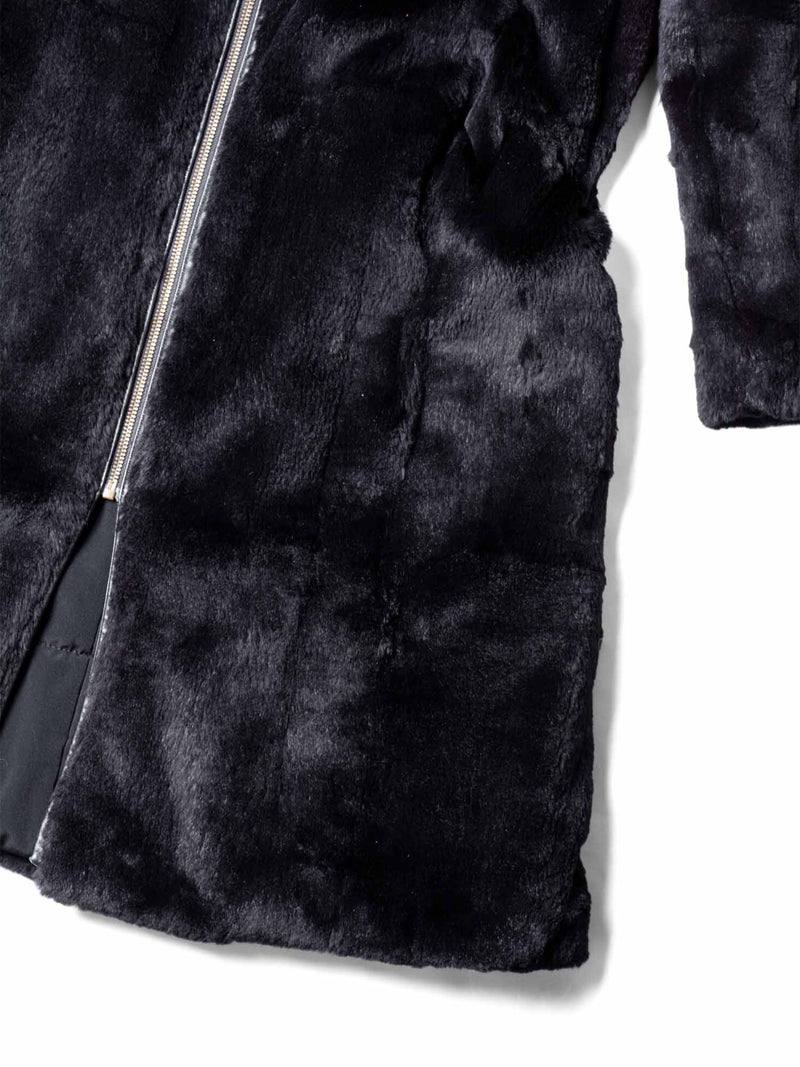 CODO Reversible Genuine Fur Parka Coat Black-designer resale