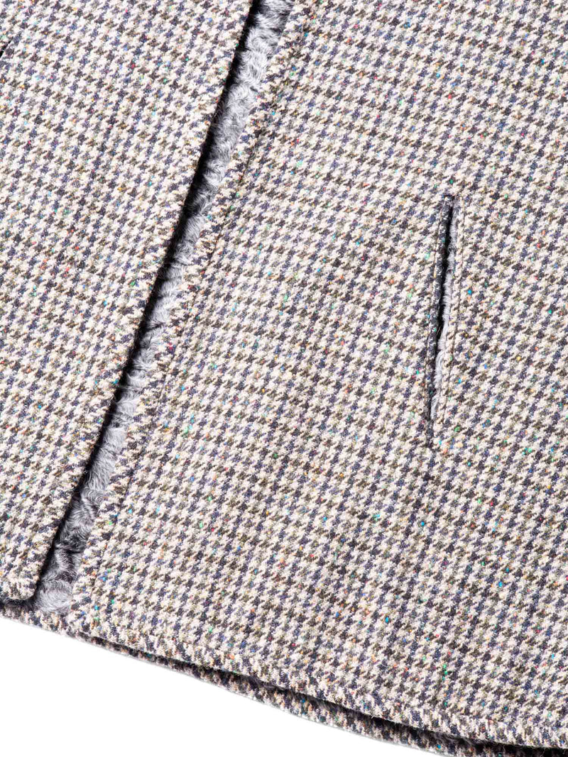 CODO Reversible Houndstooth Curly Lamb Cape Grey-designer resale