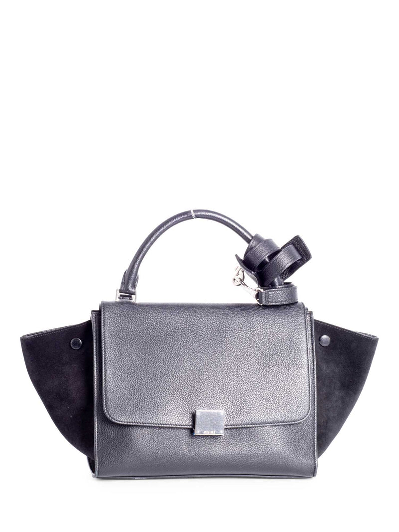 Celine Drummed Leather Mini Trapeze Bag Black-designer resale