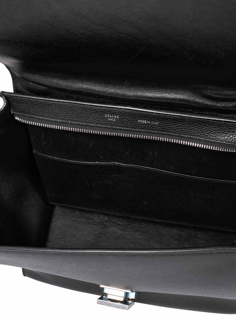 Celine Drummed Leather Mini Trapeze Bag Black-designer resale