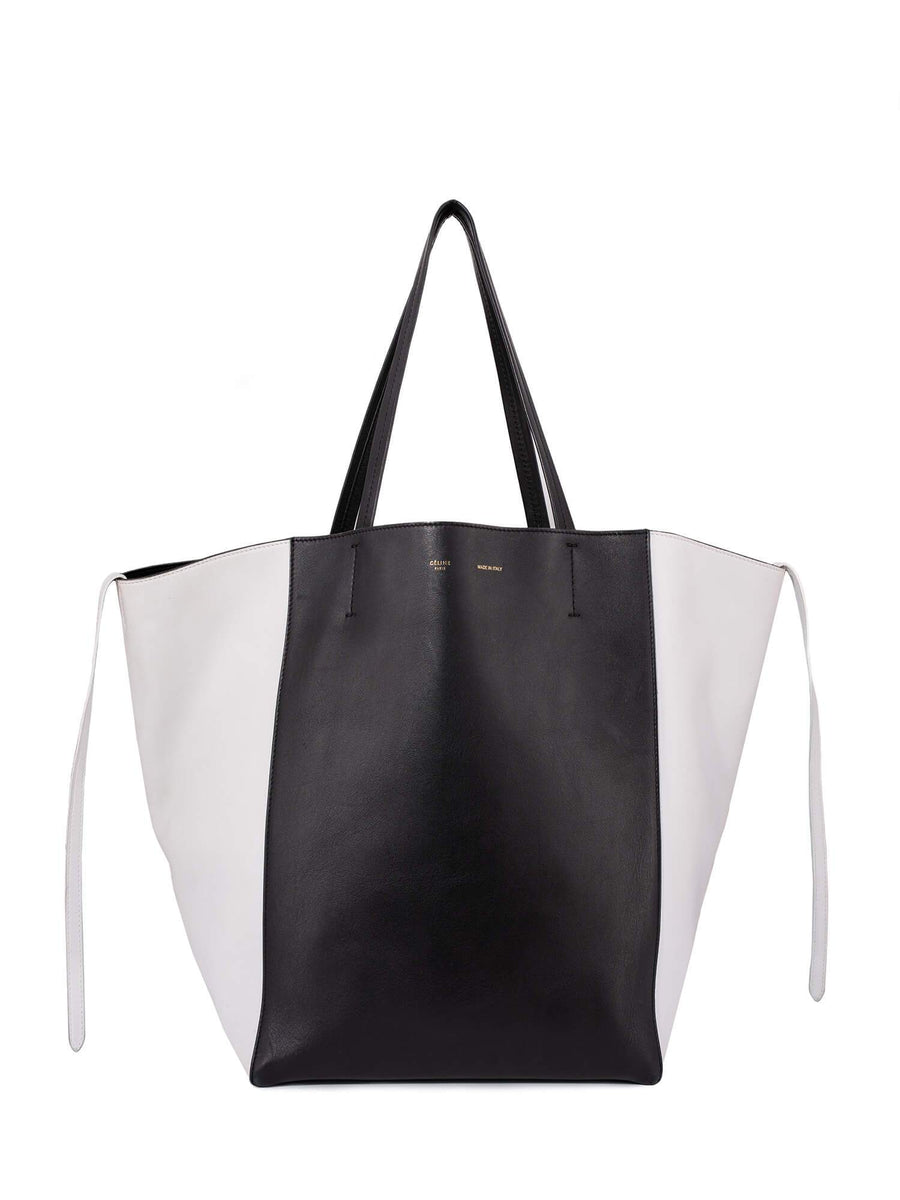 セリーヌ　CÉLINE レザー トートバッグ ホワイト/ブラック 楽天市場】【中古】 セリーヌ ラージトートバッグ レディース