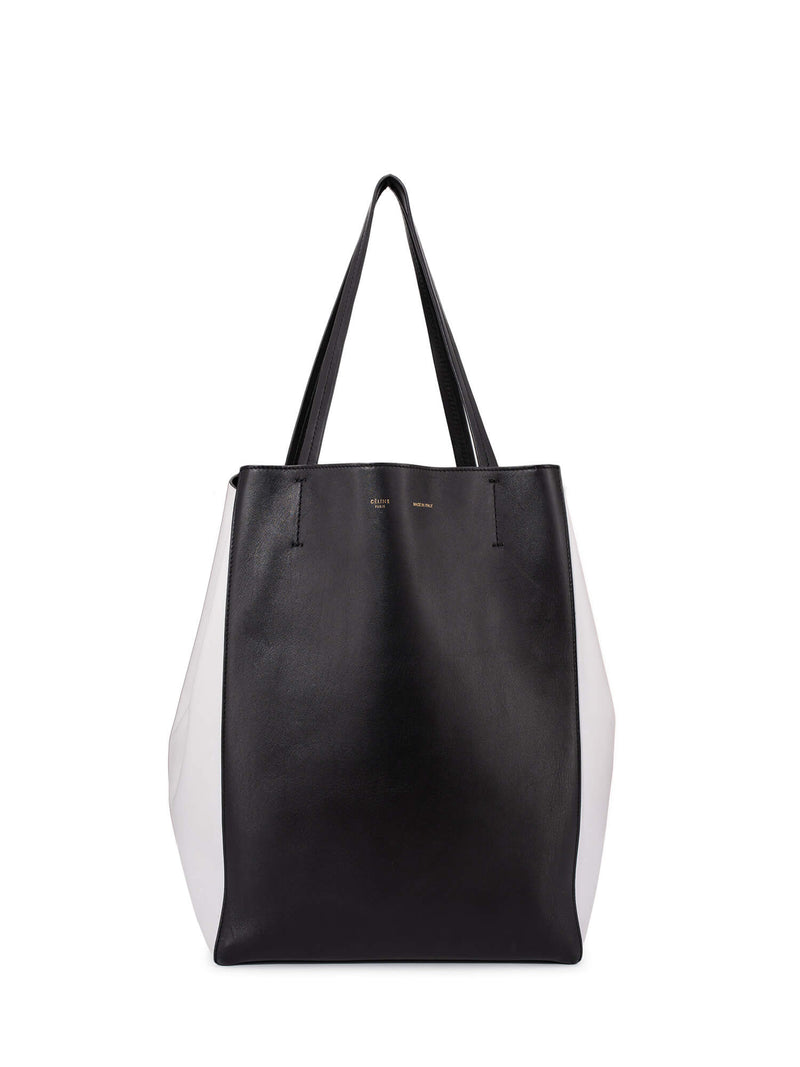 Celine Leather Medium Phantom Bag Black White-designer resale