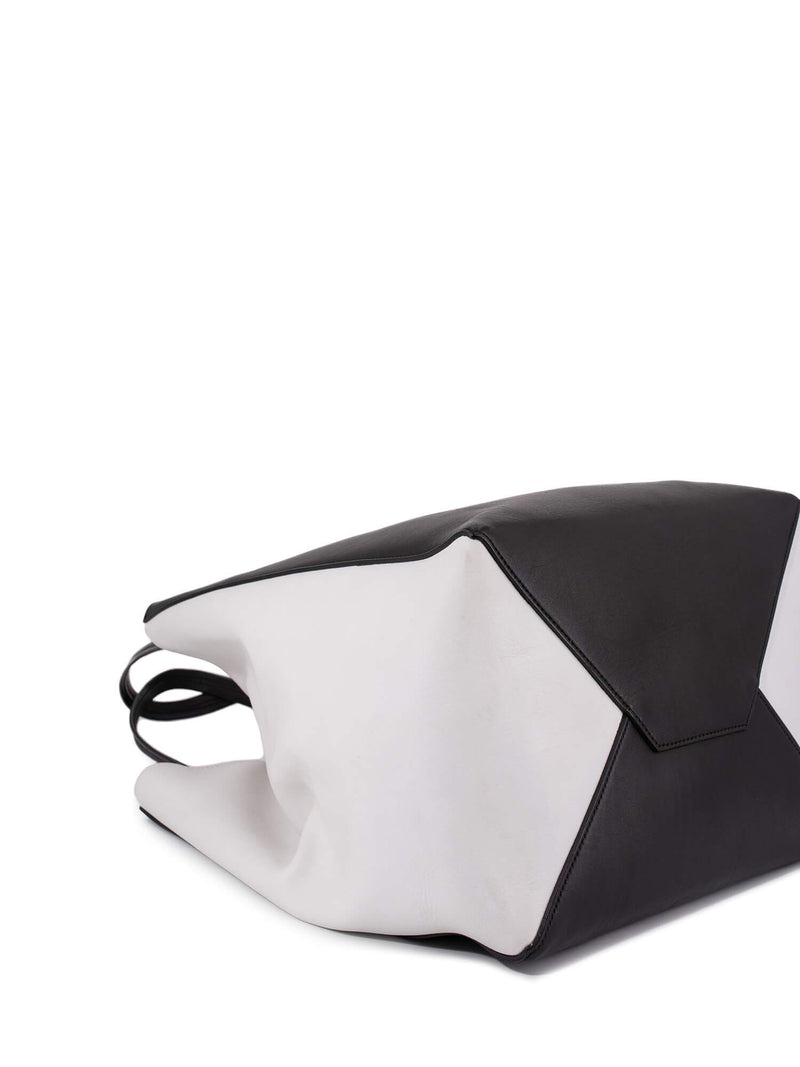 Celine Leather Medium Phantom Bag Black White-designer resale