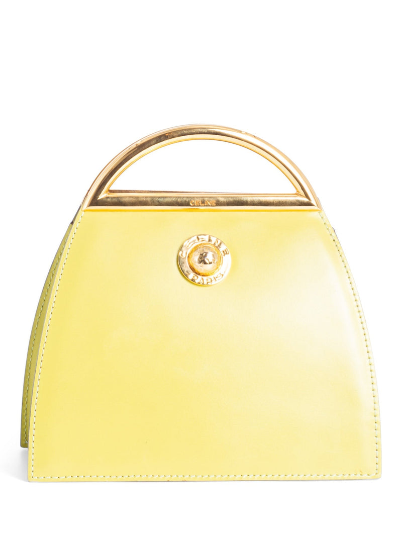 Celine Vintage Leather Top Handle Mini Bag Yellow-designer resale