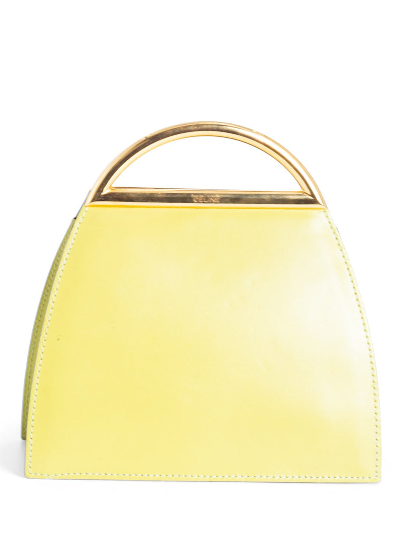 Celine Vintage Leather Top Handle Mini Bag Yellow-designer resale
