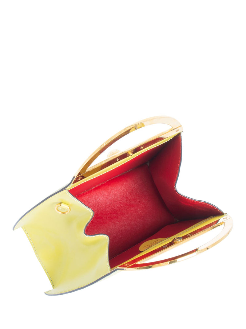 Celine Vintage Leather Top Handle Mini Bag Yellow-designer resale