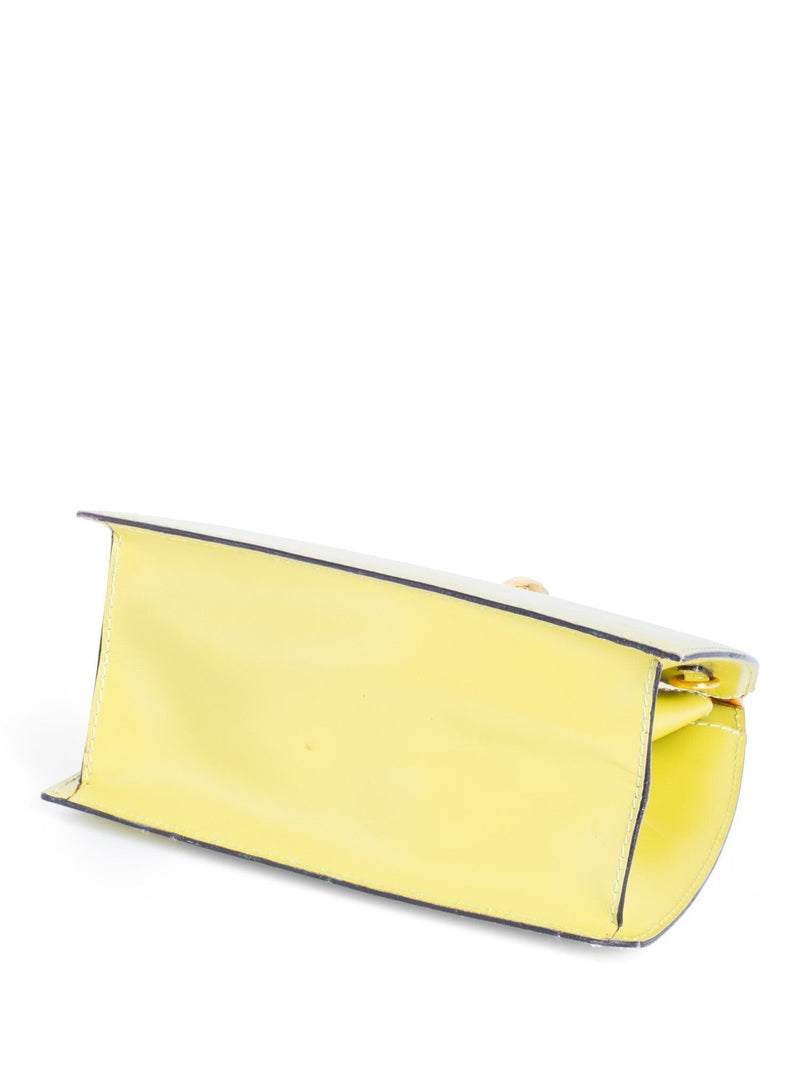 Celine Vintage Leather Top Handle Mini Bag Yellow-designer resale